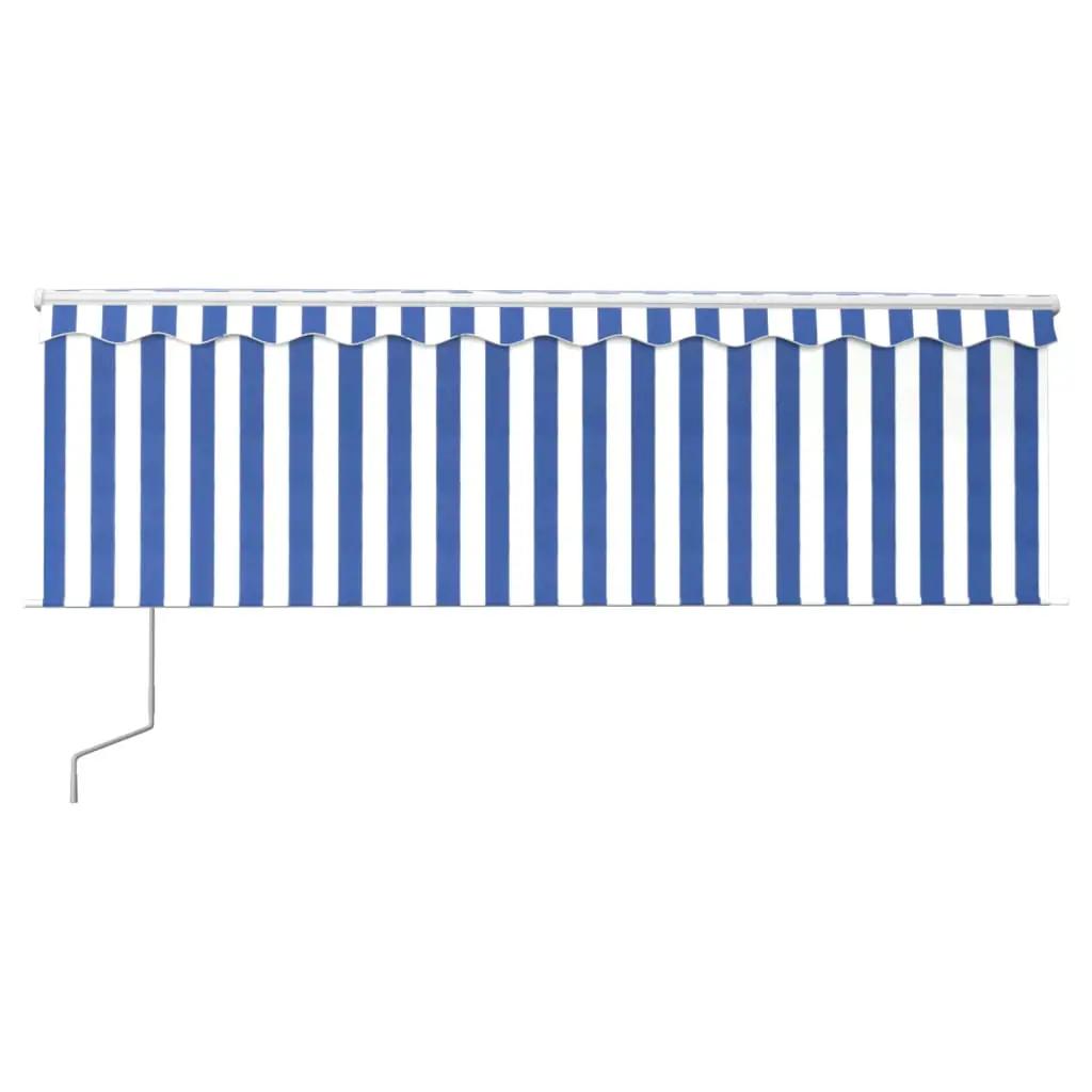 Luifel automatisch uittrekbaar met rolgordijn 4x3 m blauw wit (3)