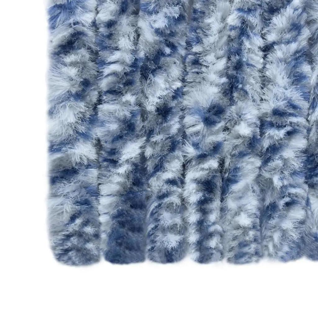 Vliegengordijn 100x220 cm chenille blauw, wit en zilver (7)