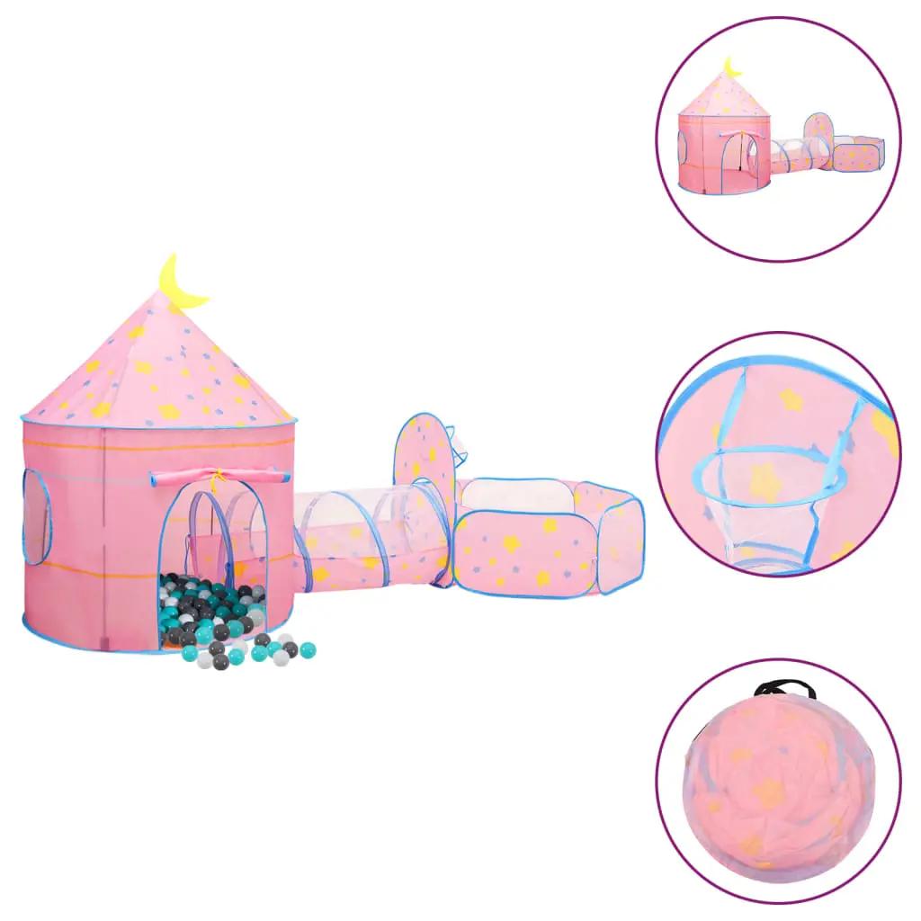 Kinderspeeltent met 250 ballen 301x120x128 cm roze (1)