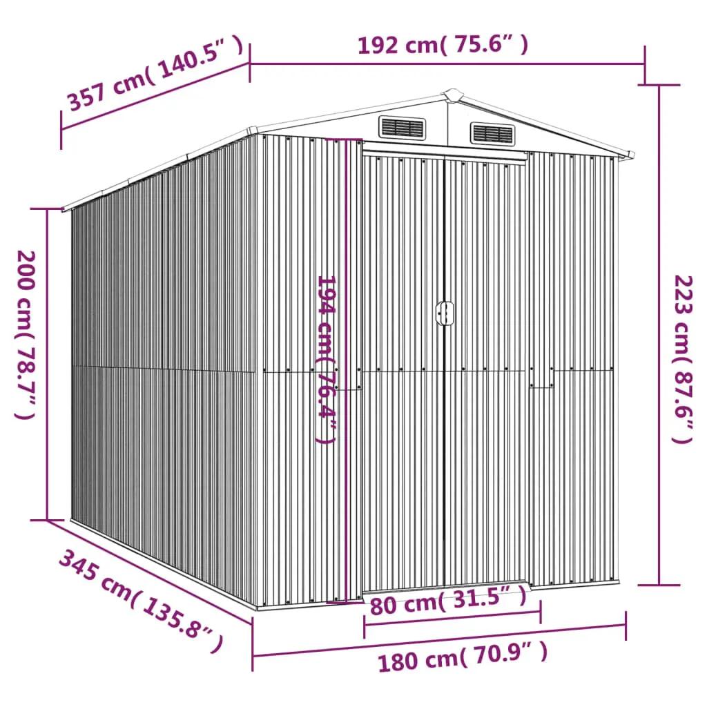 Tuinschuur 192x357x223 cm gegalvaniseerd staal antracietkleurig (8)