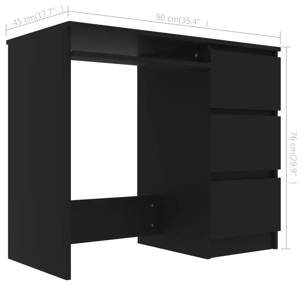 Bureau 90x45x76 cm bewerkt hout zwart (6)