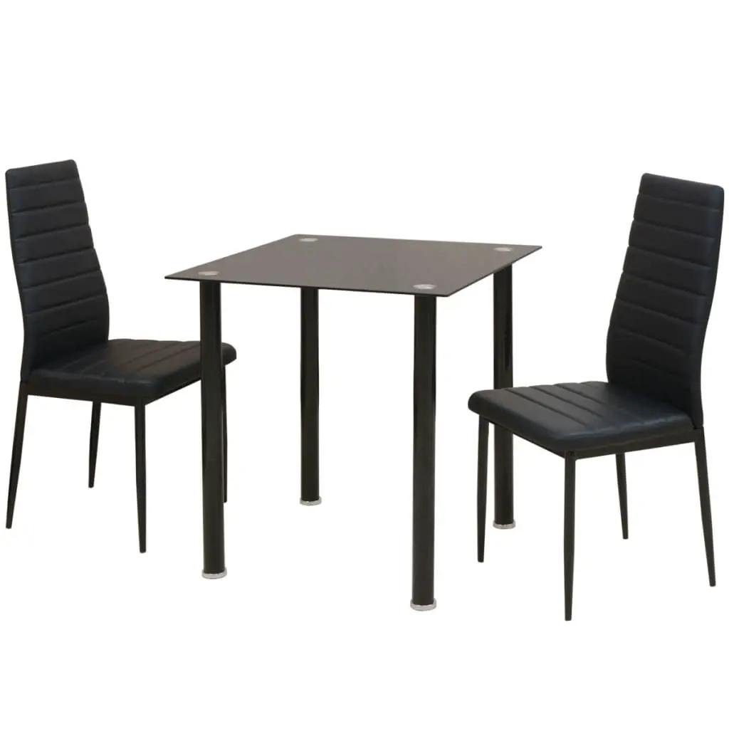 Eetkamerset tafel en stoel zwart 3-delig