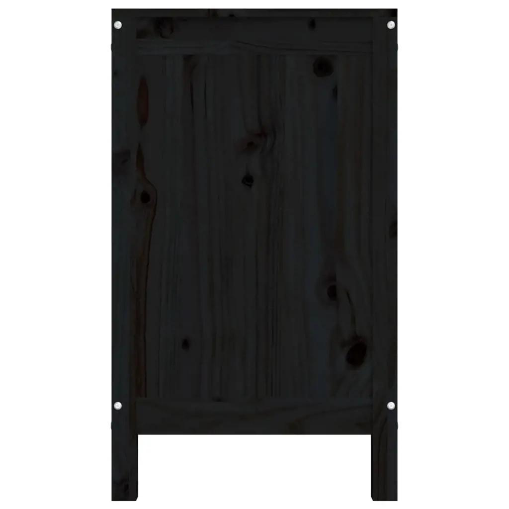 Wasmand 88,5x44x76 cm massief grenenhout zwart (7)