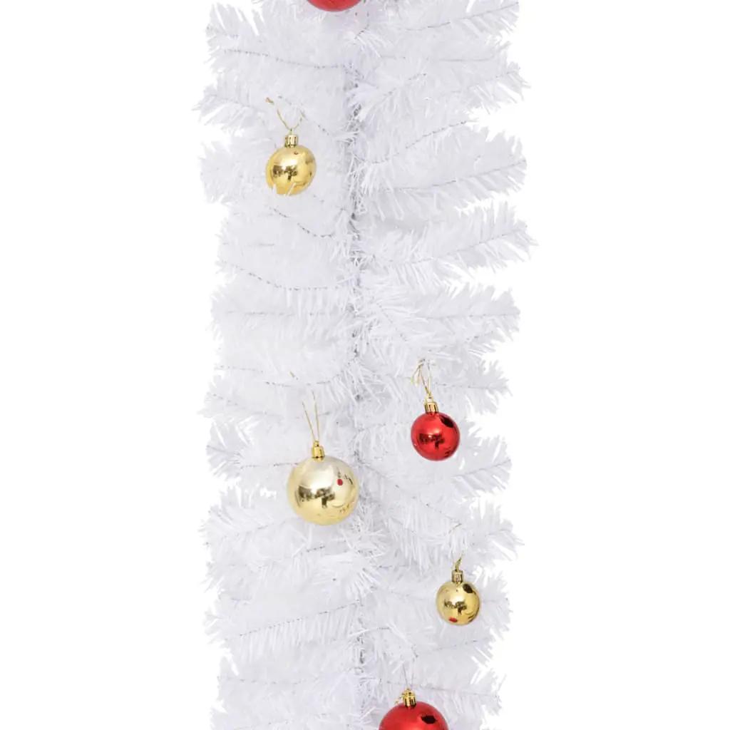 Kerstslinger versierd met kerstballen 10 m wit (5)