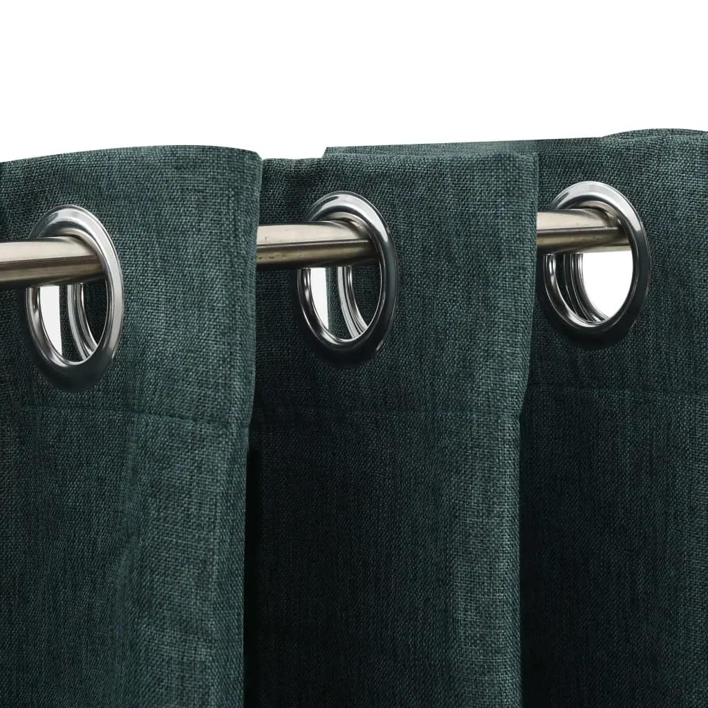Gordijn linnen-look verduisterend met ogen 290x245 cm groen (3)