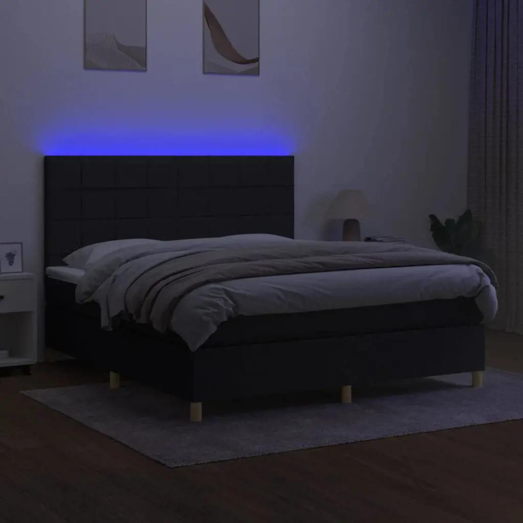 Boxspring met matras en LED stof zwart 180x200 cm (4)