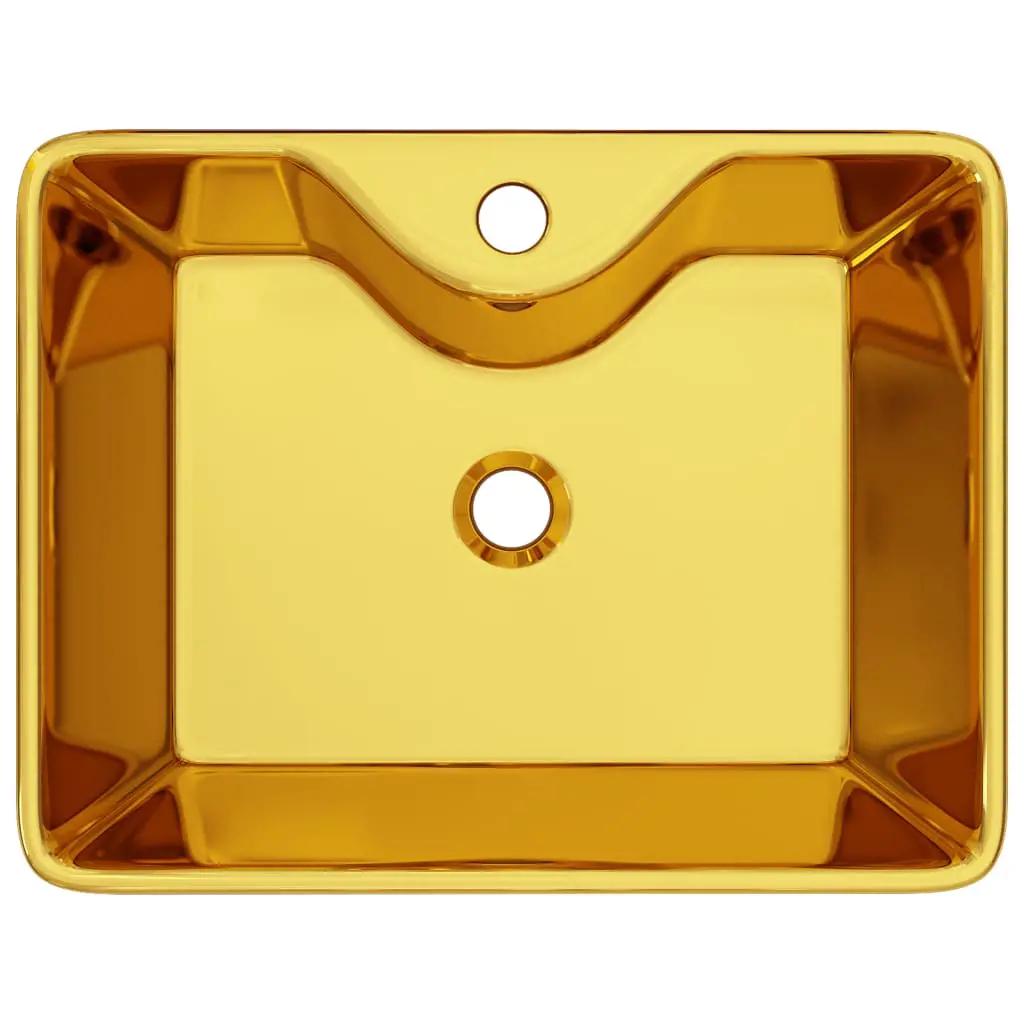 Wastafel met kraangat 48x37x13,5 cm keramiek goudkleurig (4)