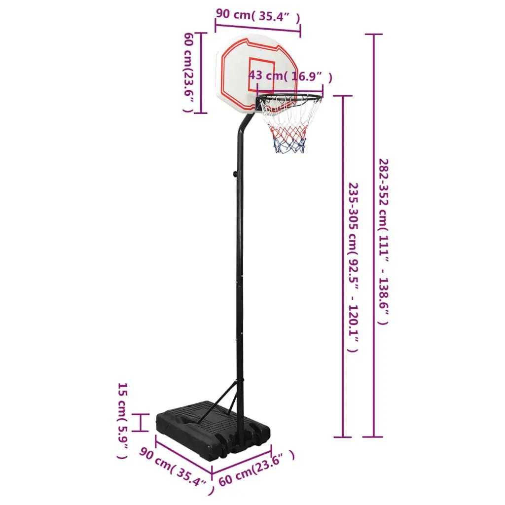 Basketbalstandaard 282-352 cm polyethyleen wit (9)