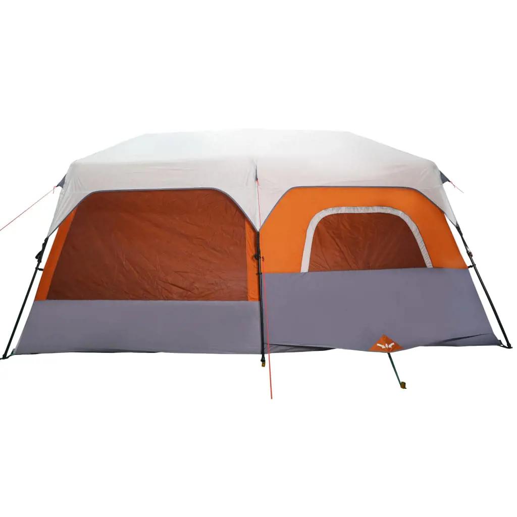 Tent 9-persoons waterdicht met LED lichtgrijs en oranje (9)