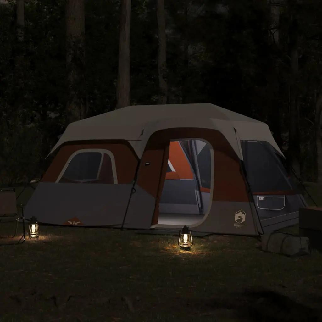 Tent 9-persoons waterdicht met LED lichtgrijs en oranje (3)