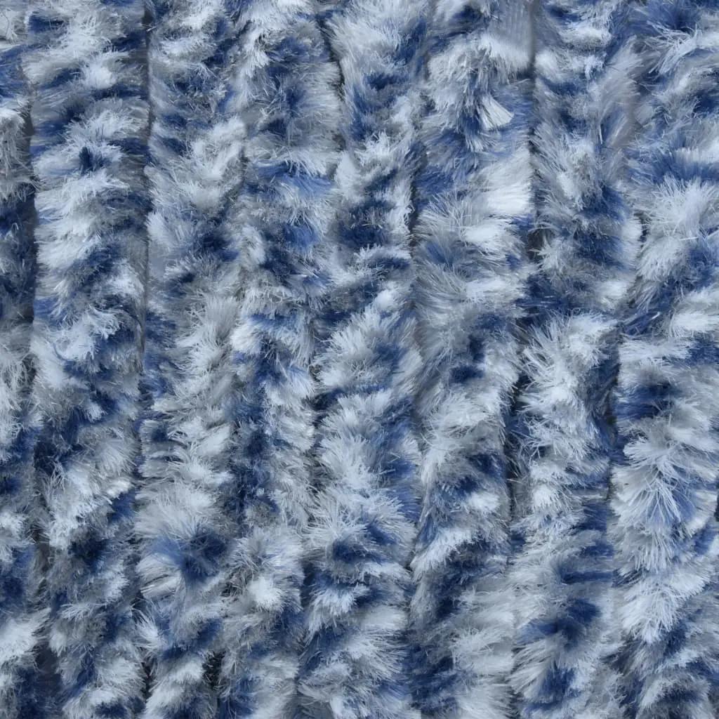 Vliegengordijn 100x220 cm chenille blauw, wit en zilver (6)