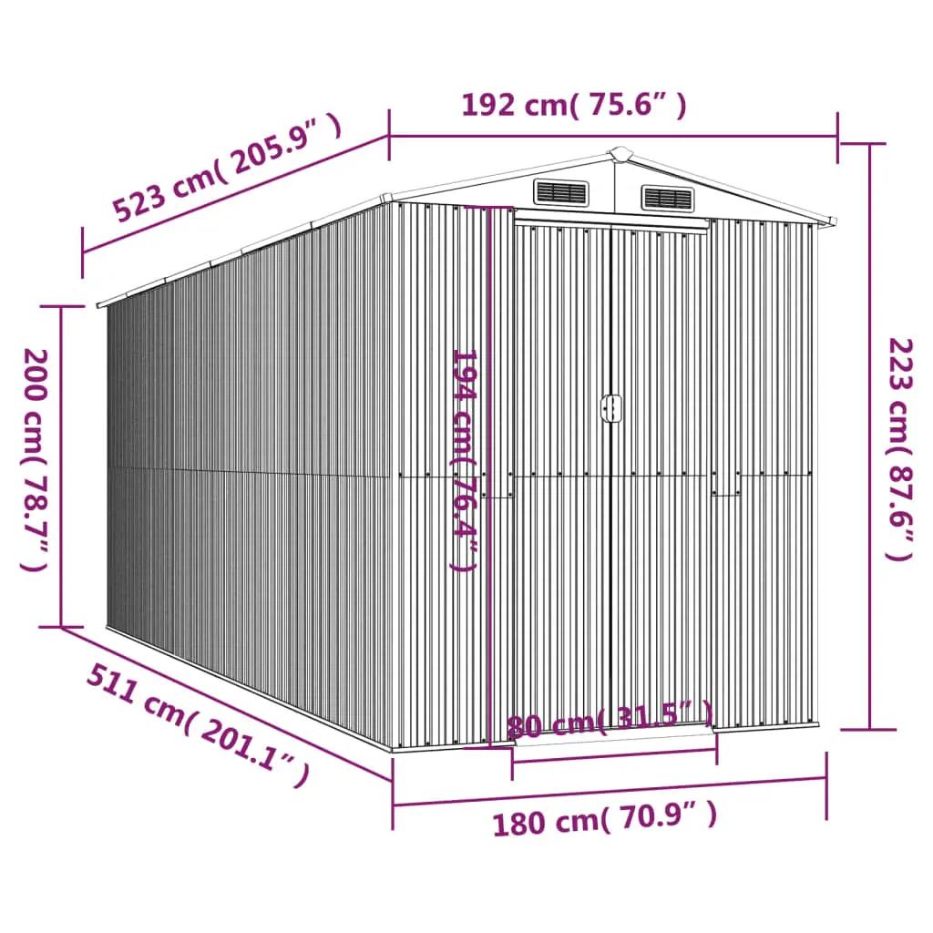 Tuinschuur 192x523x223 cm gegalvaniseerd staal antracietkleurig (8)