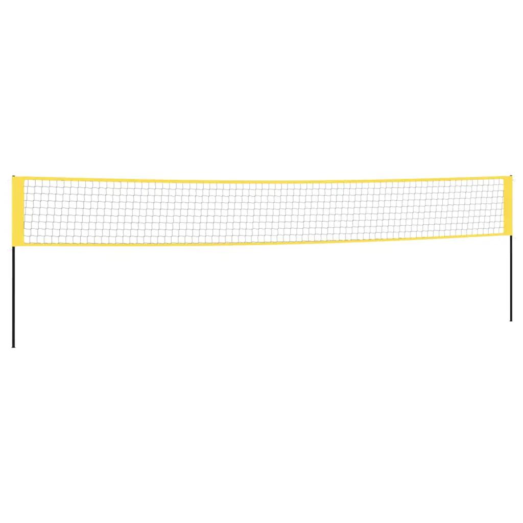 Badmintonnet 600x155 cm PE-stof geel en zwart (2)