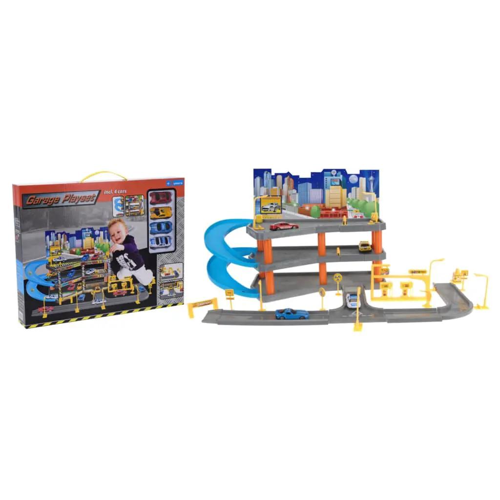Tender Toys Speelgoedset met 4 auto's 62x31x33 cm grijs en blauw (1)