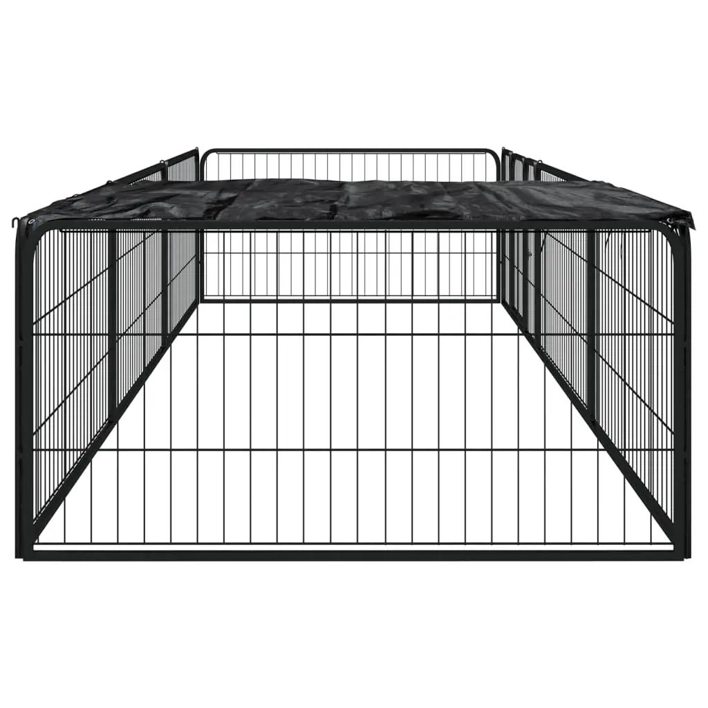 Hondenkennel 8 panelen 100x50 cm gepoedercoat staal zwart (3)