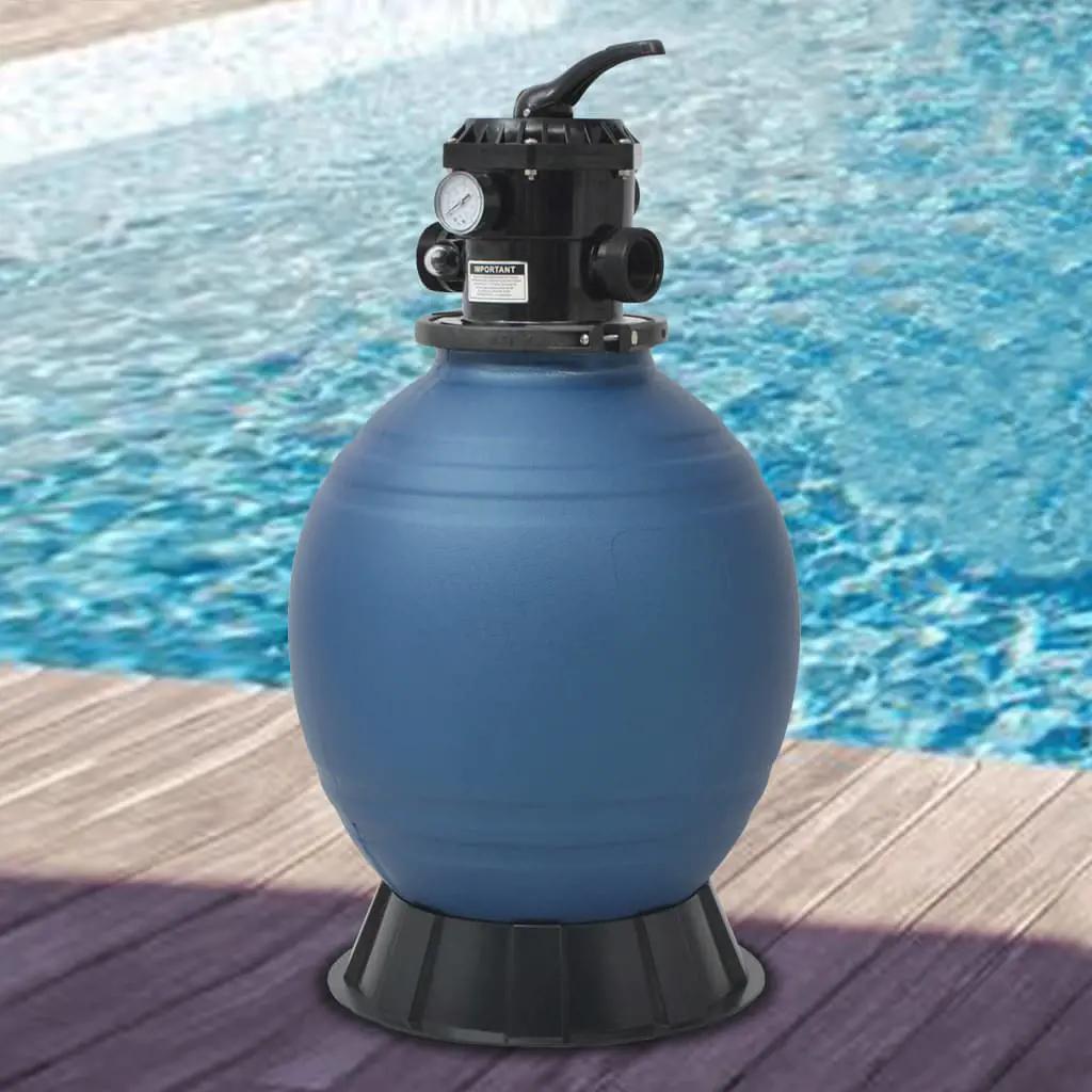 Zwembadzandfilter met 6-positie ventiel 460 mm blauw (1)