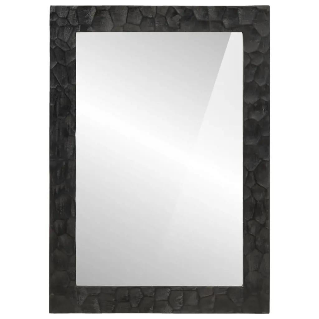 Badkamerspiegel 50x70x2,5 cm massief mangohout en glas zwart (2)