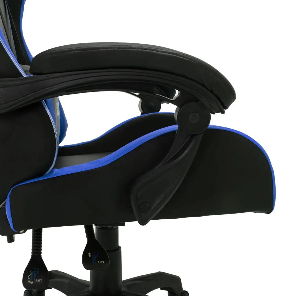 Racestoel met RGB LED-verlichting kunstleer blauw en zwart (8)