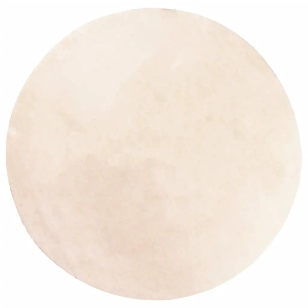 Vloerkleed HUARTE laagpolig zacht wasbaar Ø 160 cm beige (2)