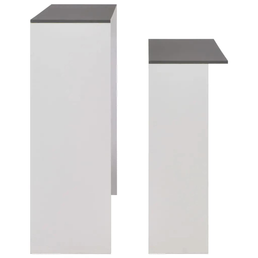 Bartafel met 2 tafelbladen 130x40x120 cm wit en grijs (6)