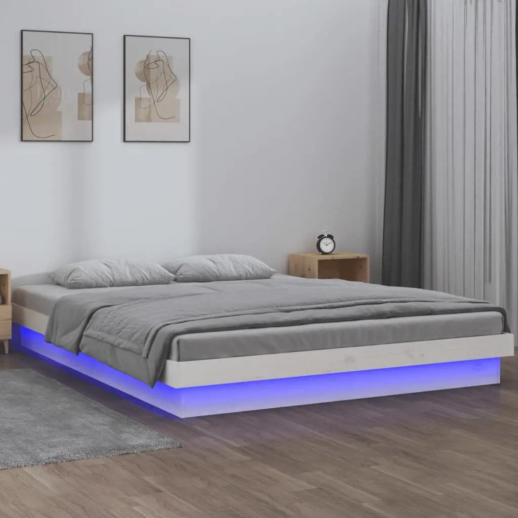 Bedframe LED massief hout wit 120x190 cm 4FT Small Double