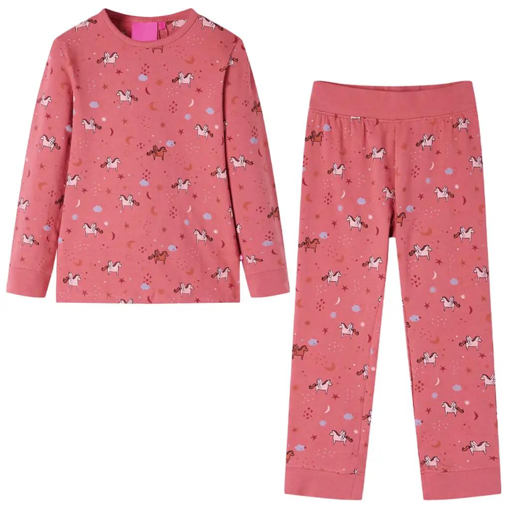 Kinderpyjama met lange mouwen 140 oudroze