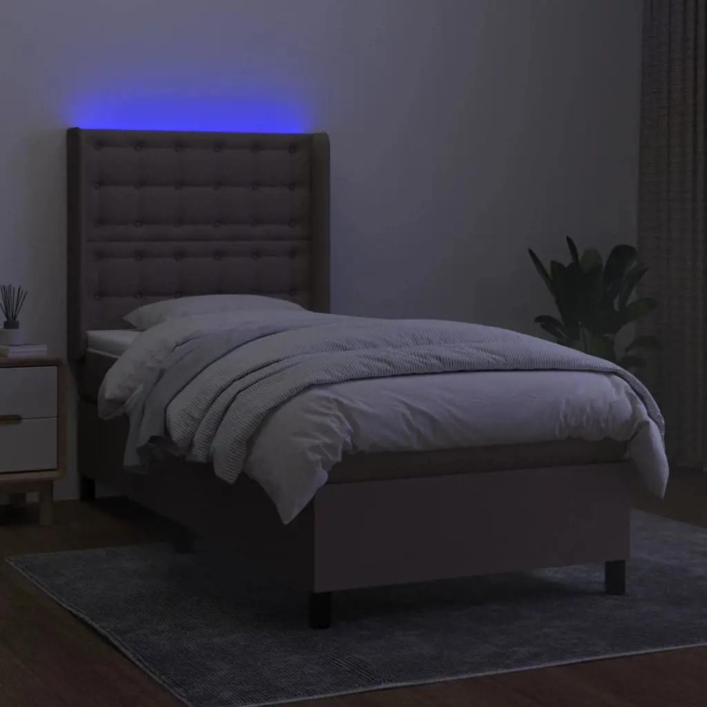 Boxspring met matras en LED stof taupe 90x190 cm (3)