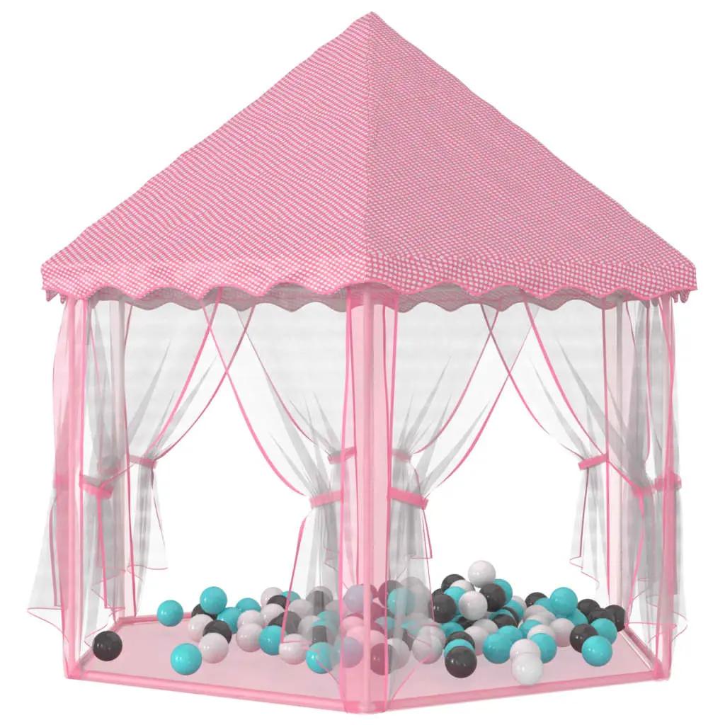 Prinsessenspeeltent met 250 Ballen 133x140 cm roze (2)