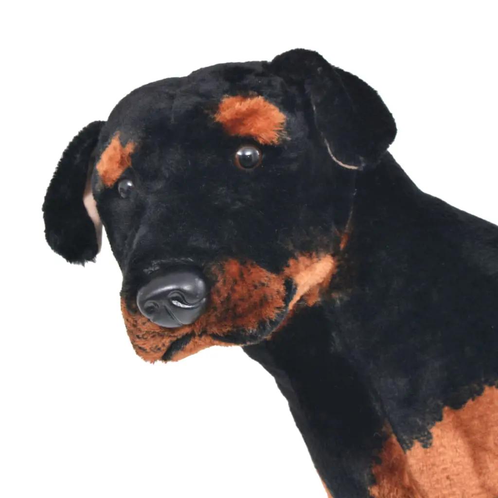 Speelgoedhond rottweiler staand XXL pluche zwart en bruin (3)