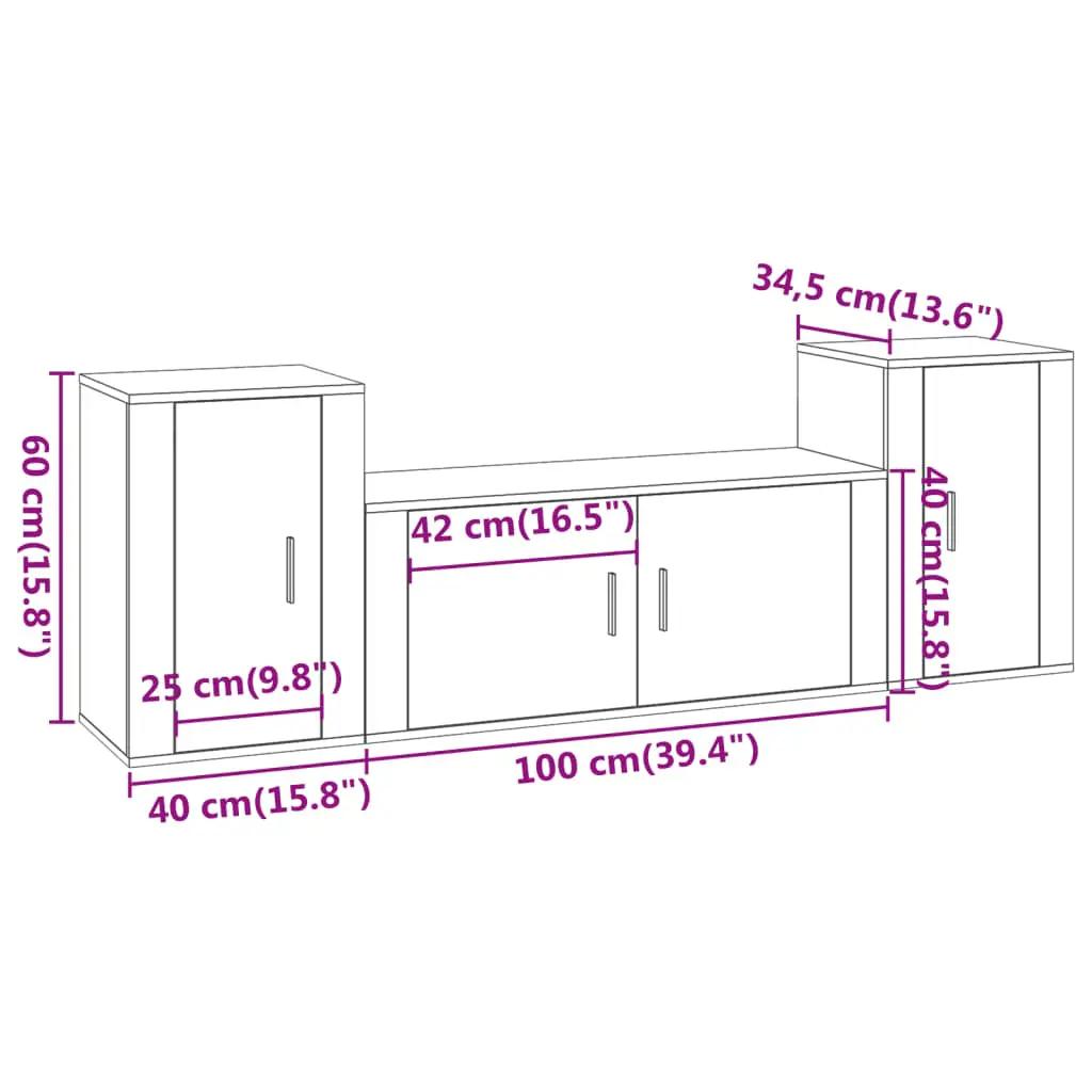 3-delige Tv-meubelset bewerkt hout grijs sonoma eikenkleurig (8)