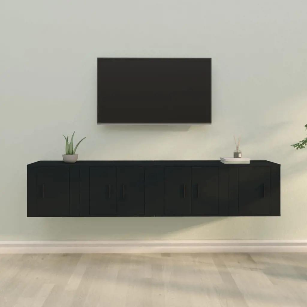 4-delige Tv-meubelset bewerkt hout zwart (1)