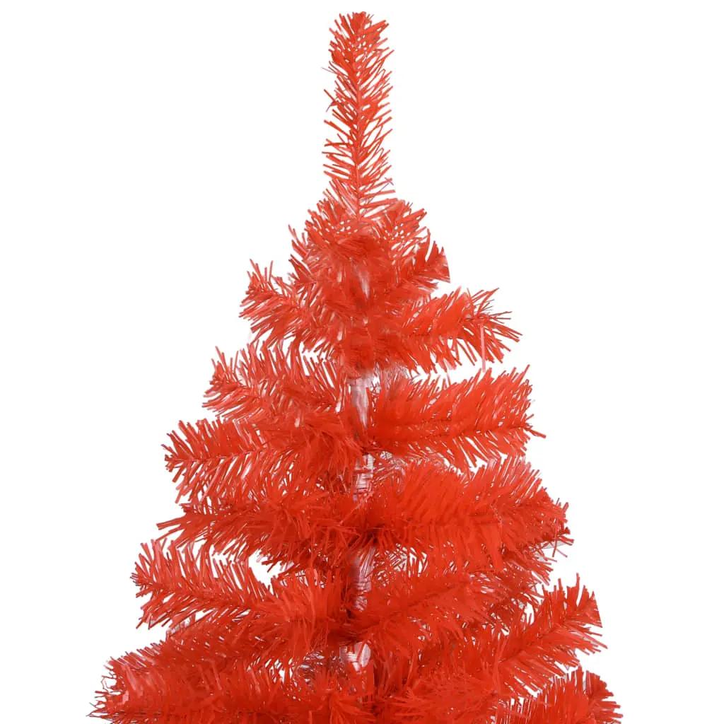 Kunstkerstboom met verlichting en standaard 240 cm PVC rood (4)