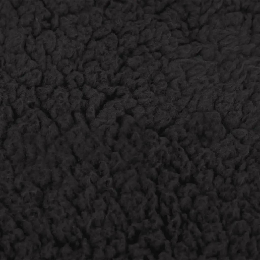 Hondenbed ergonomisch linnen-look 60x42 cm fleece zwart (7)