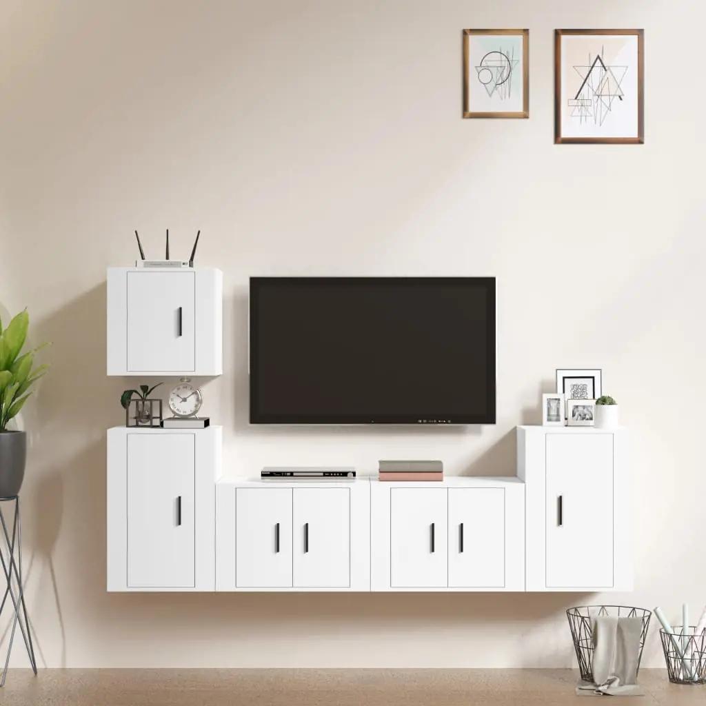 5-delige Tv-meubelset bewerkt hout wit (1)