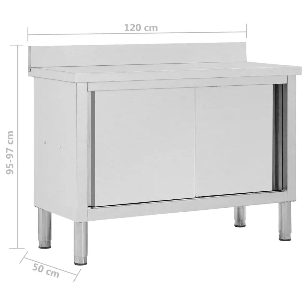Werktafel met schuifdeuren 120x50x(95-97) cm roestvrij staal (8)