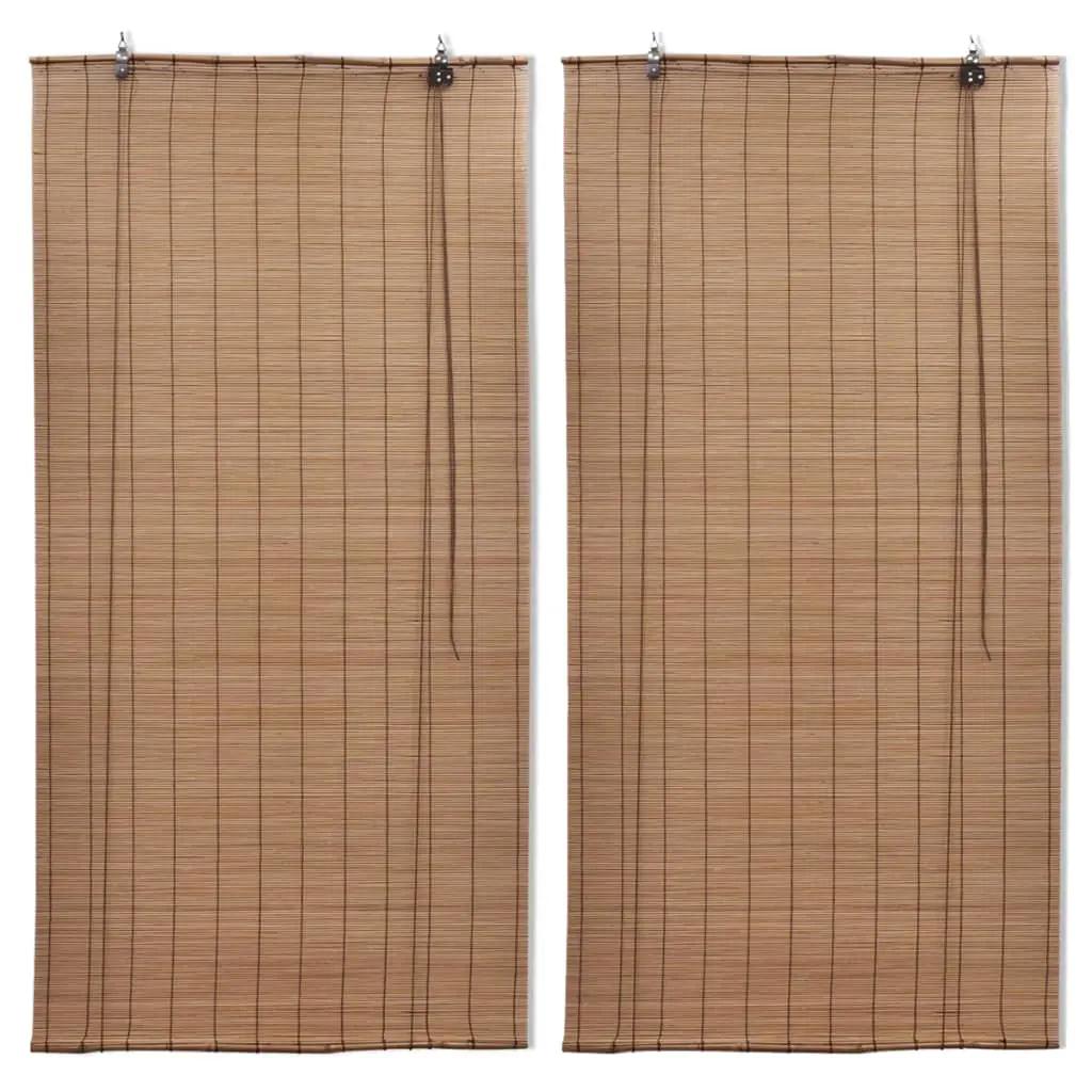 Rolgordijnen 2 st 80x160 cm bamboe bruin (1)