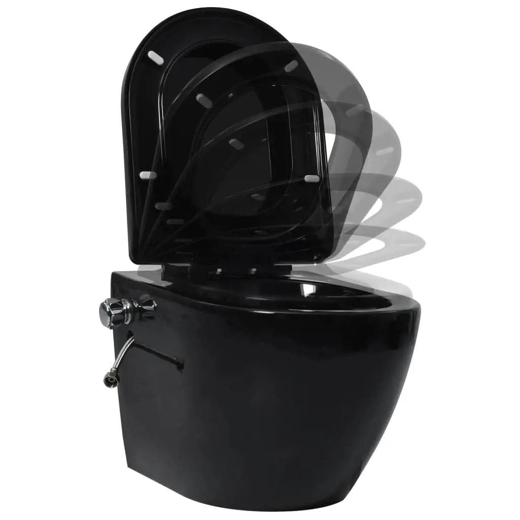 Hangend toilet randloos met verborgen stortbak keramiek zwart (4)