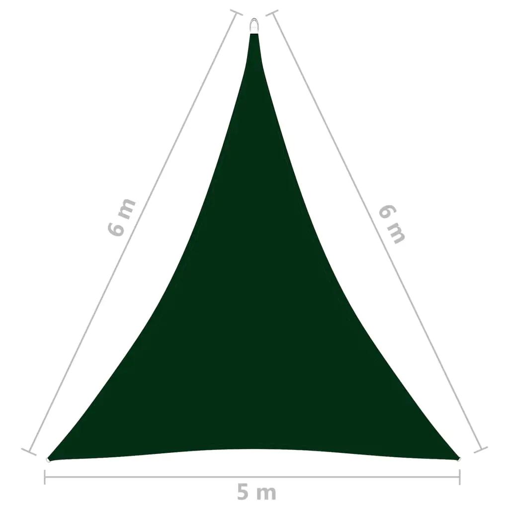 Zonnescherm driehoekig 5x6x6 m oxford stof donkergroen (6)