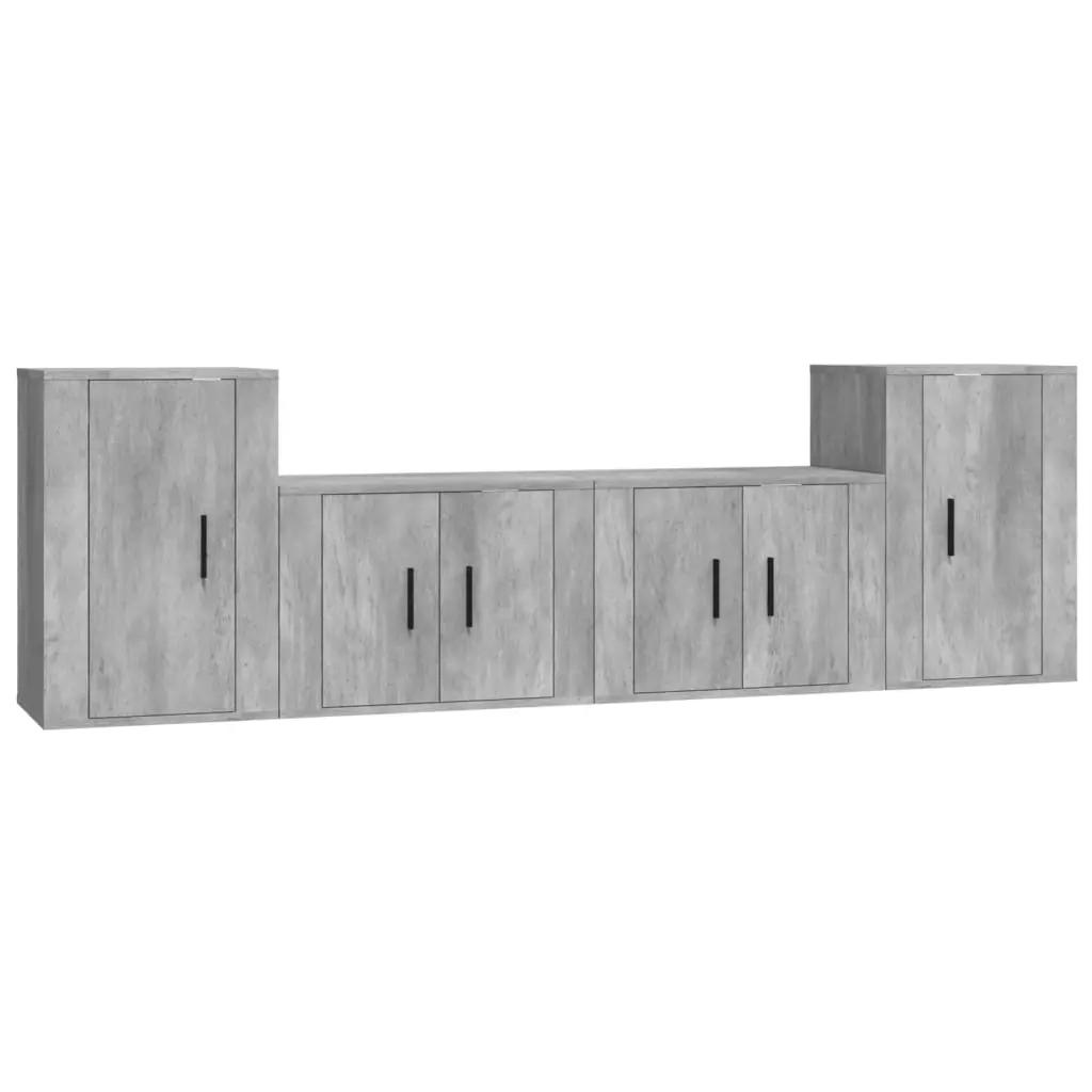 4-delige Tv-meubelset bewerkt hout betongrijs (2)