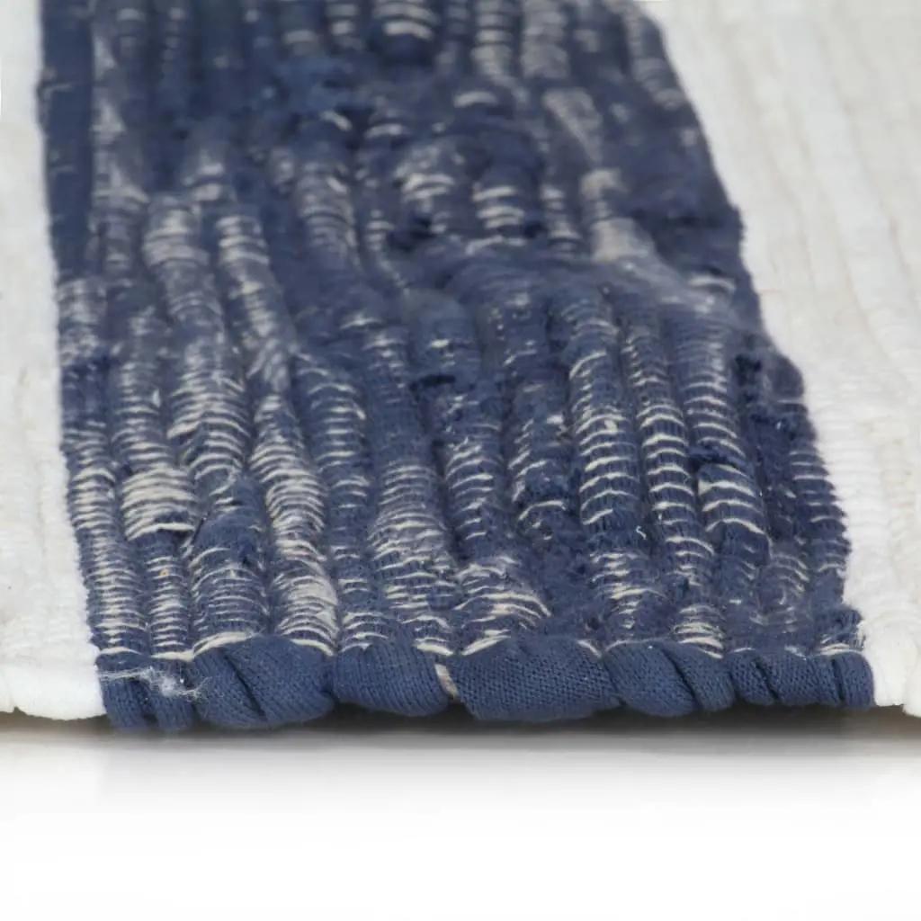 Vloerkleed chindi handgeweven 80x160 cm katoen blauw en wit (3)