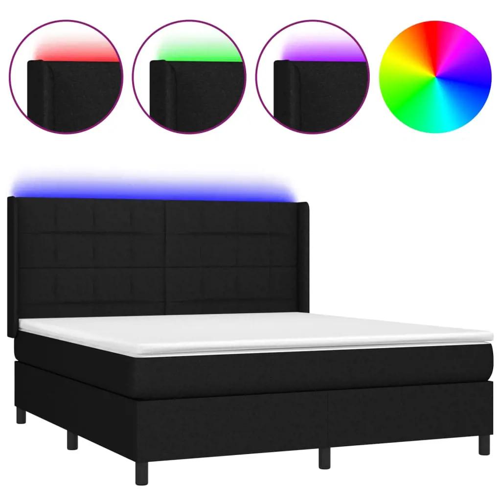 Boxspring met matras en LED stof zwart 160x200 cm (2)