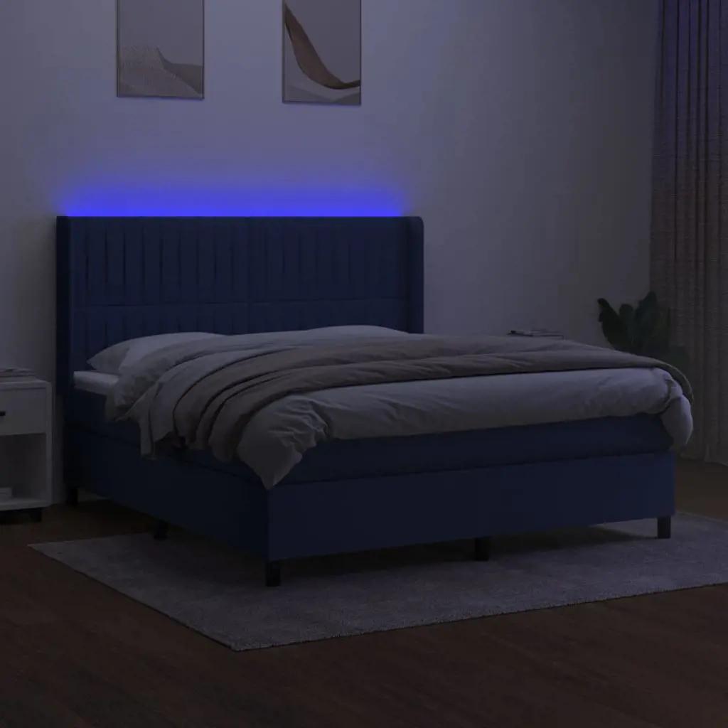 Boxspring met matras en LED stof blauw 160x200 cm (3)