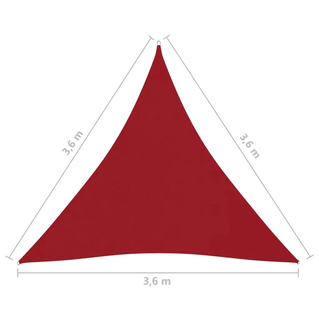 Zonnescherm driehoekig 3,6x3,6x3,6 m oxford stof rood (6)
