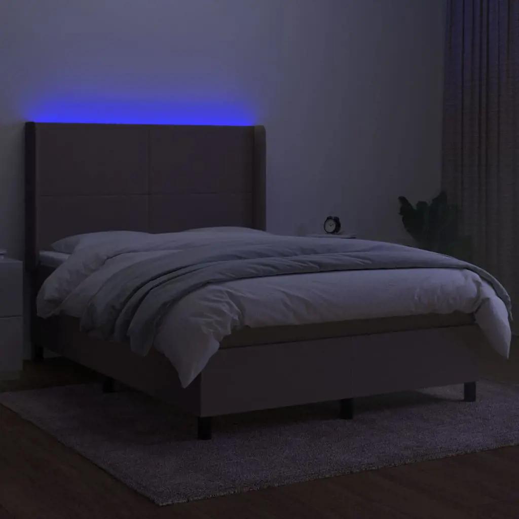 Boxspring met matras en LED stof taupe 140x200 cm (3)