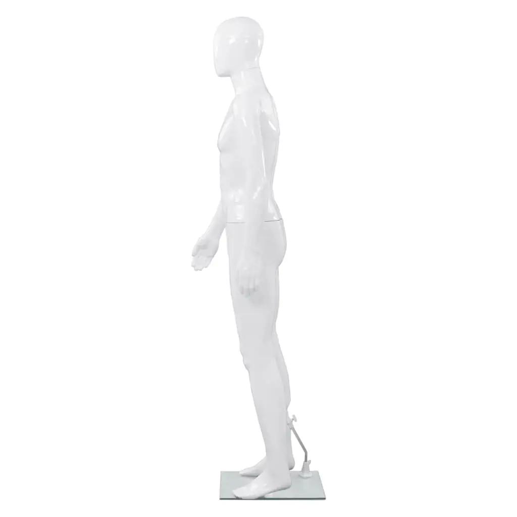 Etalagepop mannelijk met glazen voet 175 cm glanzend wit (3)