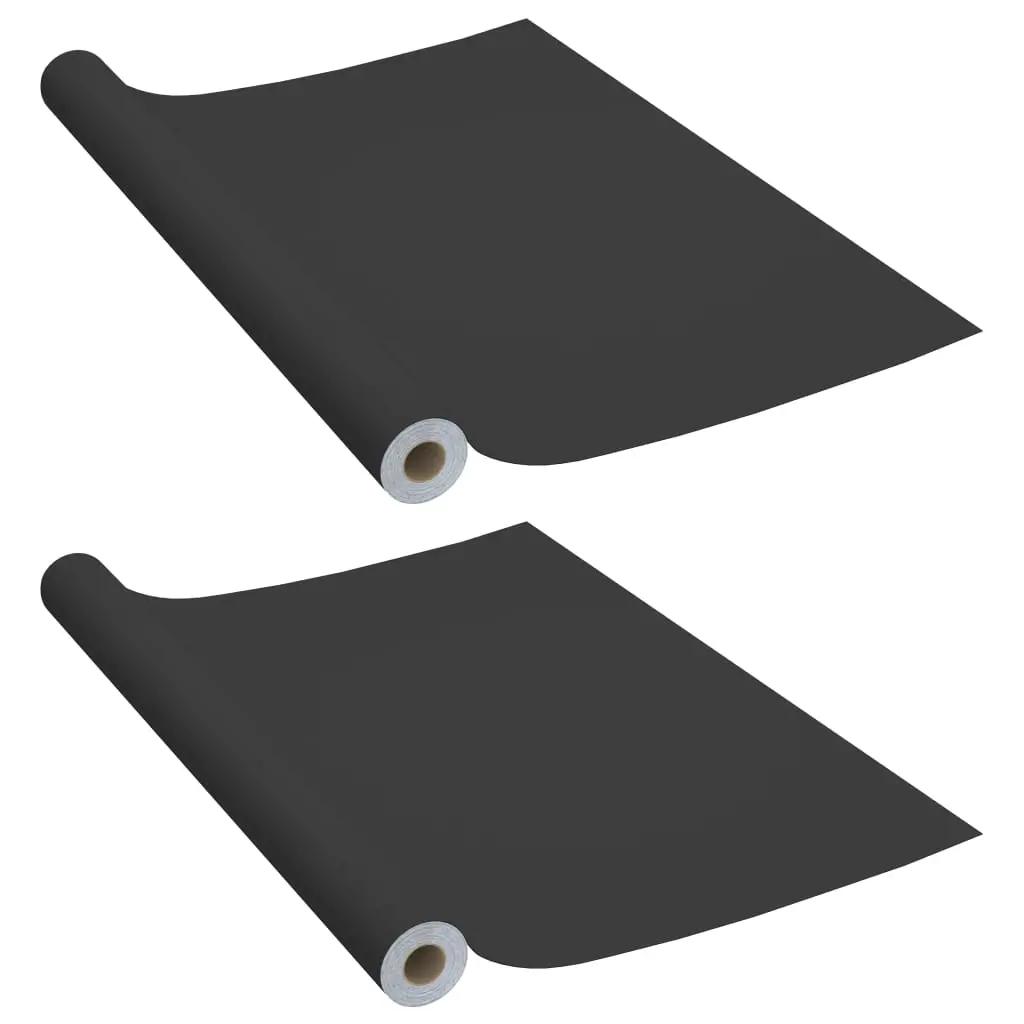 Meubelfolies zelfklevend 2 st 500x90 cm PVC zwart (2)