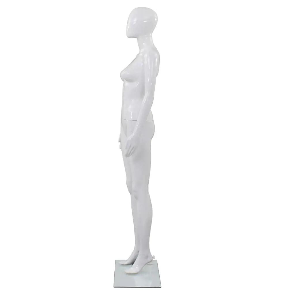 Etalagepop vrouwelijk met glazen voet 175 cm glanzend wit (3)