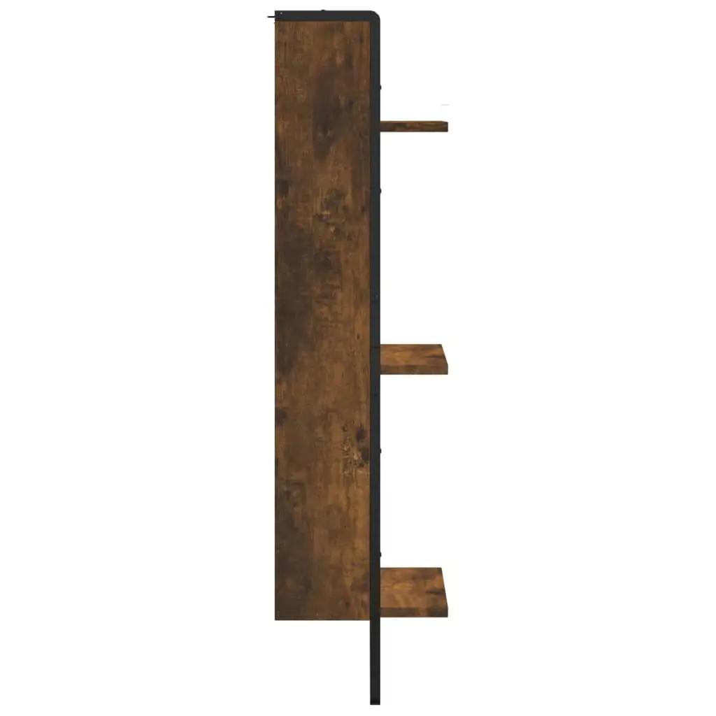 Wandrek 3-laags 30x25x100 cm bewerkt hout gerookt eikenkleurig (5)