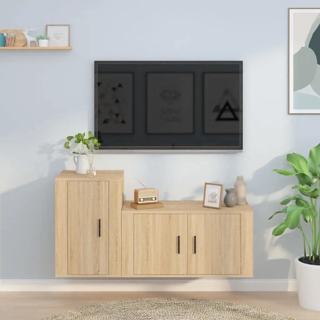 2-delige Tv-meubelset bewerkt hout sonoma eikenkleurig (1)