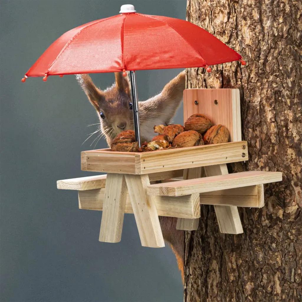 HI eekhoornvoederhuisje met paraplu beige (1)